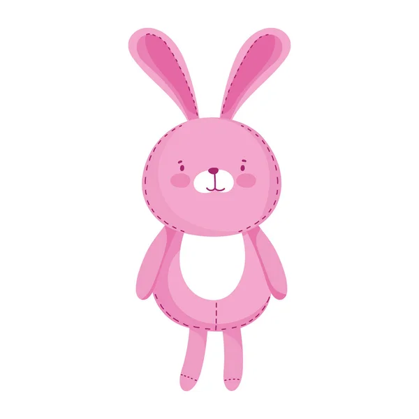 Crianças brinquedos bonito rosa coelho desenho animado ícone isolado design branco fundo —  Vetores de Stock