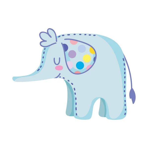 Niños juguetes elefante con puntos en la oreja dibujos animados diseño icono aislado fondo blanco — Vector de stock