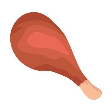 Fast food kızarmış tavuk budu izole edilmiş ikon beyaz arkaplan