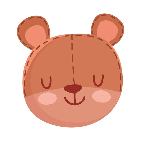 Дети игрушки Тедди медвежонок голову мультфильм изолированный иконка дизайн белый фон — стоковый вектор