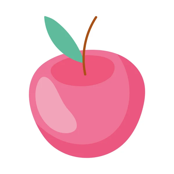 Manzana fruta fresca nutrición dibujos animados aislado icono fondo blanco — Vector de stock