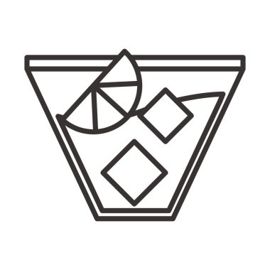 alkol kokteyli buz ve limon dilimi ikonu likör markası tasarımı