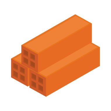 Isometrik onarım tuğla yığını çalışma aracı ve ekipman düz biçim ikon tasarımı