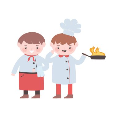 Şef ve garson tencere alevi çizgi film karakteri