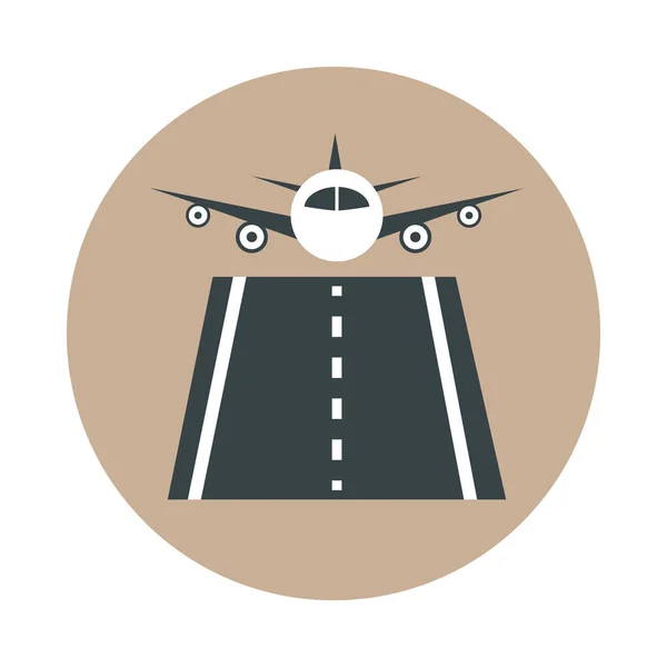 Airport plane runway front view travel transport terminal tourism or business block and flat style icon — Stock Vector