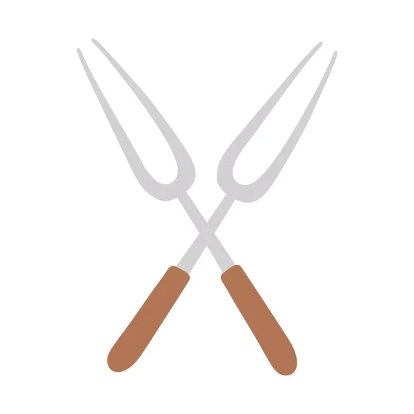 Forquilhas cruzadas utensílio de cozinha aço isolado ícone design fundo branco —  Vetores de Stock