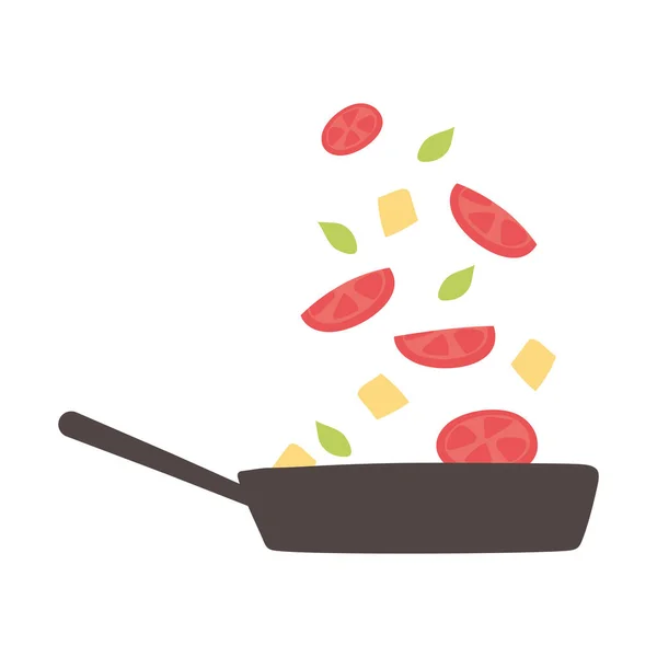 Пищевая кастрюля со свежими овощами — стоковый вектор