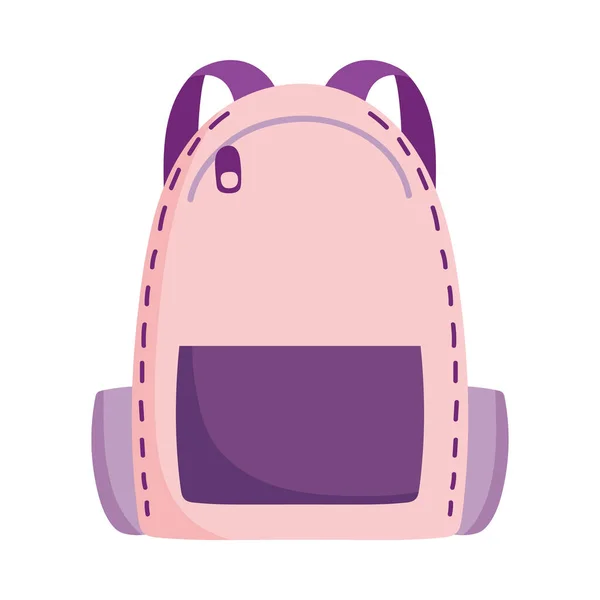 Volver a la escuela, mochila accesorio caricatura educación primaria — Vector de stock