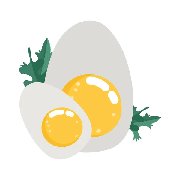 Меню продуктов питания Свежий мультфильм завтрак вареные яйца — стоковый вектор