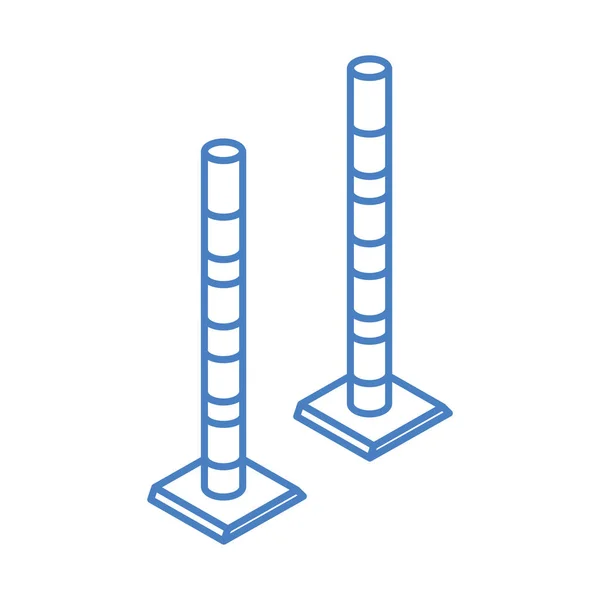 Isometrische reparatie bouw weg paal barrière werktuig en apparatuur lineaire stijl pictogram ontwerp — Stockvector