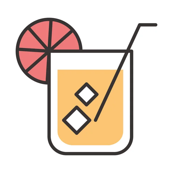 Cocktail-Icon-Glas mit Eistrinklikör erfrischende Alkohollinie und Fülldesign — Stockvektor