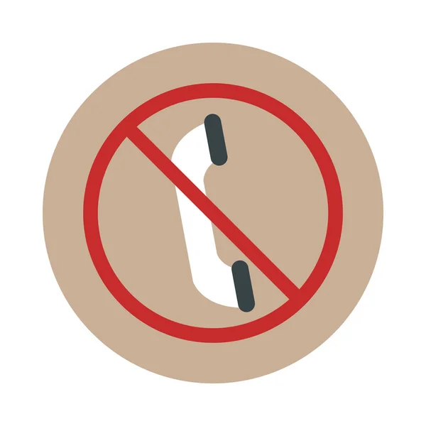 Señal de advertencia hablando en el teléfono está prohibido bloquear y el icono de estilo plano — Vector de stock