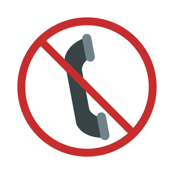 警告标志在电话上说话是被禁止的扁平风格图标 — 图库矢量图片