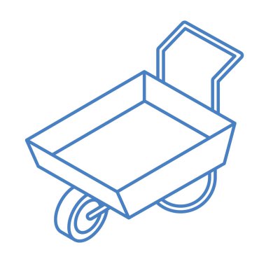 izometrik onarım el arabası çalışma aracı ve ekipman doğrusal biçim ikonu tasarımı