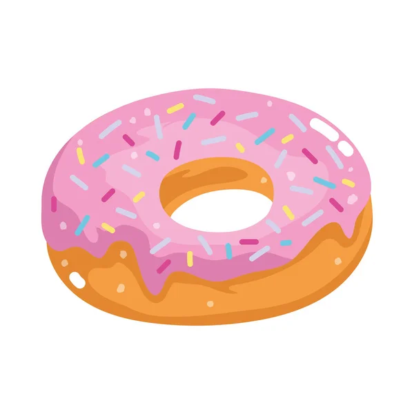 Fast food zoete donut dessert geïsoleerde pictogram witte achtergrond — Stockvector