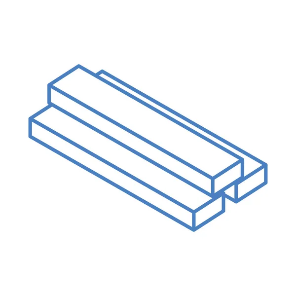 Isométrique réparation construction acier barres carrées outil de travail et équipement conception d'icône de style linéaire — Image vectorielle