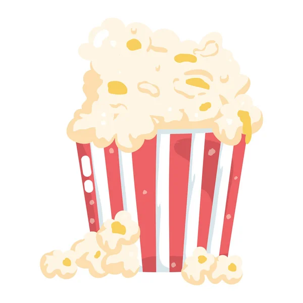 Fast Food Popcorn in Box Snack isoliert Symbol weißen Hintergrund — Stockvektor
