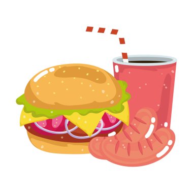 Fast food burger sosis ve soda menüsü sağlıksız