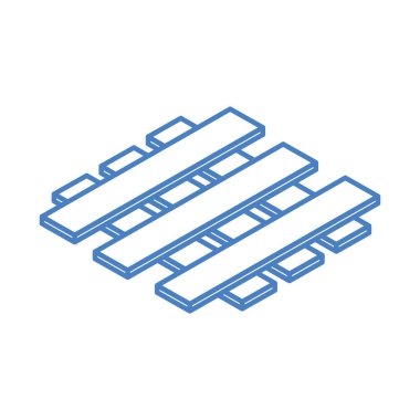 Depo veya inşaat alanı çalışma ekipmanları için izometrik ahşap palet doğrusal simge tasarımı