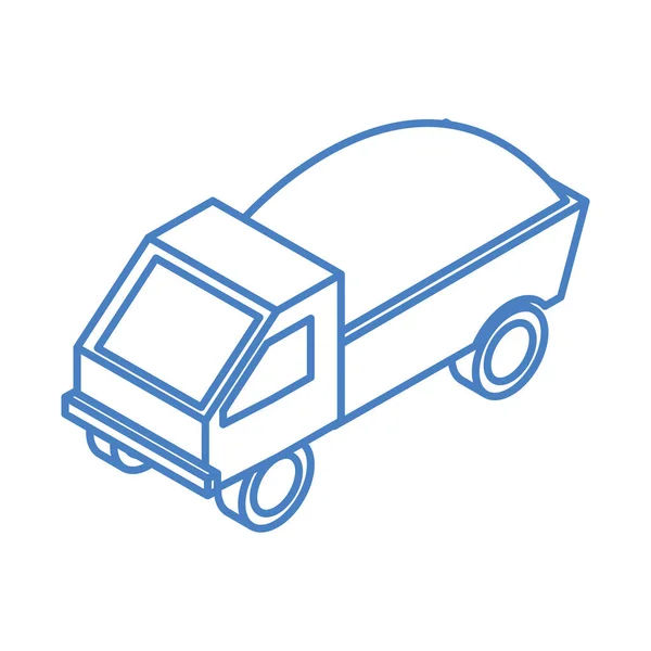 토양 작업 장비가 가득 들어 있는 isometric recovery dump truck with full of soil work equipment linear style icon design — 스톡 벡터