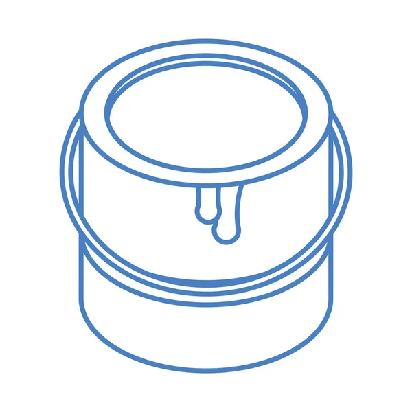 Isometrische Konstruktion Eimer Farbe Reparatur Werkzeug und Ausrüstung linearen Stil-Symbol-Design — Stockvektor