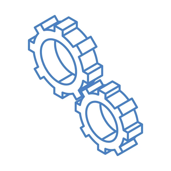 Isometrische Reparatur Bau Zahnräder Mechaniker Werkzeug und Ausrüstung linearen Stil Ikone Design — Stockvektor