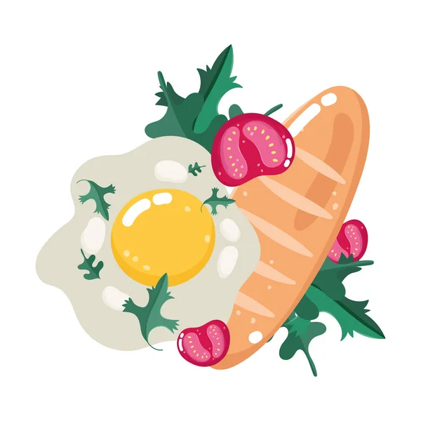 Menu vers gebakken eieren tomaten en brood — Stockvector