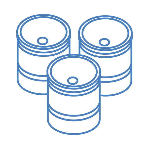 Construcción de reparación isométrica barriles herramienta de trabajo y equipo diseño de iconos de estilo lineal — Vector de stock