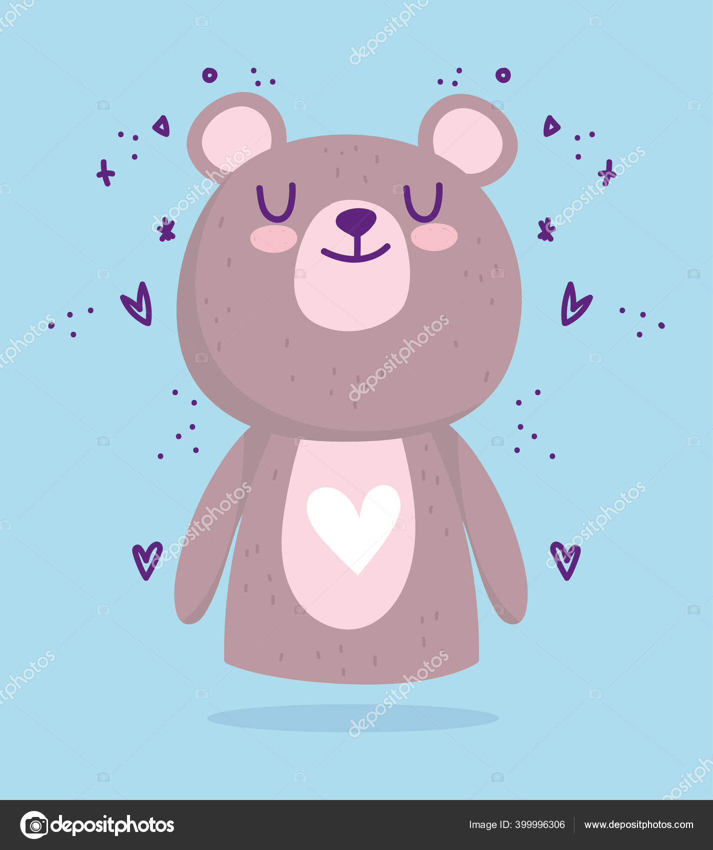 Bebé ducha, lindo oso pequeño animales corazones dibujos animados vector,  gráfico vectorial © stockgiu imagen #399996306