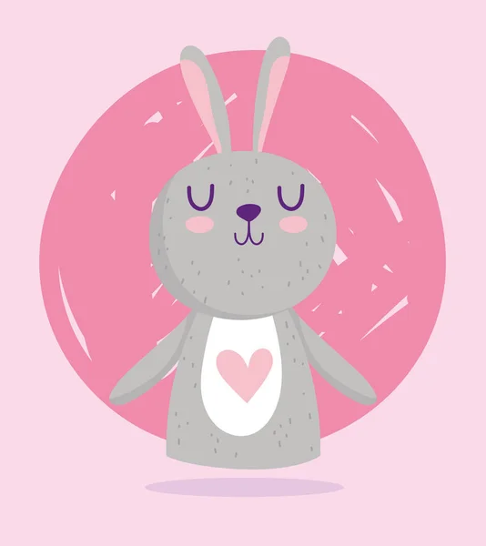 Bebek partisi, kalbi olan sevimli tavşan. Sevgi dolu bir çizgi film. — Stok Vektör