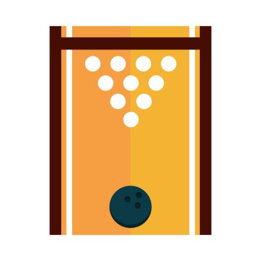 Bowling oyununun eğlence amaçlı top ve yassı ikon tasarımı