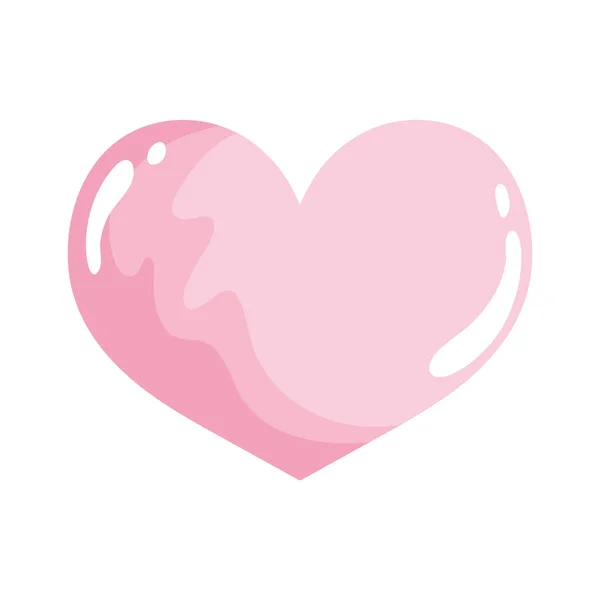 Coeur d'amour rose romantique lumineux isolé icône design — Image vectorielle