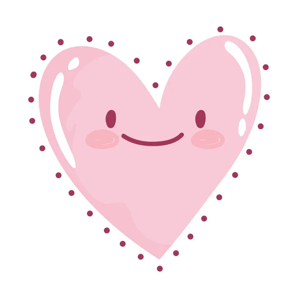 Feliz amor corazón romántico dibujos animados aislado icono de diseño — Vector de stock