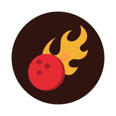 Basit alevler oyunlu bowling topu spor bloğu düz simge tasarımı