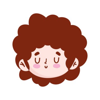 Sevimli küçük çocuk çizgi film karakteri yüzü izole edilmiş simge görüntüsü