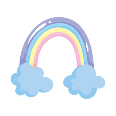 karikatür gökkuşağı bulutları fansı sihirli dekorasyon izole edilmiş ikon tasarımı