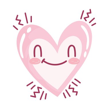 Aşk kalp romantik çizgi film karakteri izole ikon tasarımı