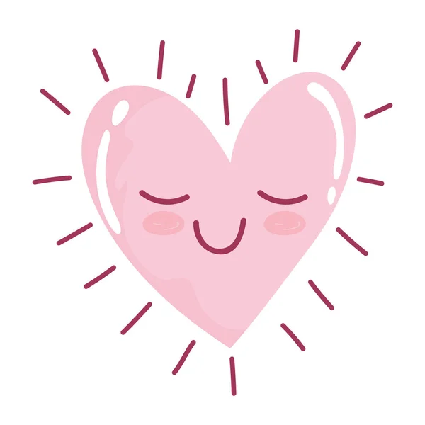 Amor coração romântico sentimentos brilhantes desenhos animados design de ícone isolado —  Vetores de Stock