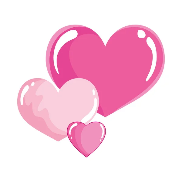 Amor corazones sentimientos dibujos animados romántico aislado icono de diseño — Vector de stock