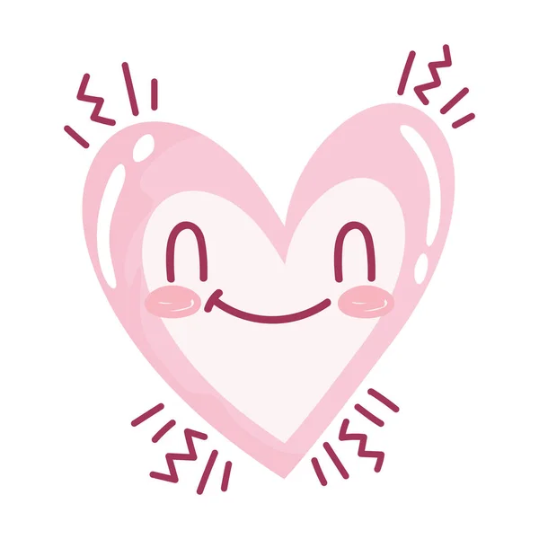Amor corazón romántico personaje de dibujos animados aislado icono de diseño — Vector de stock