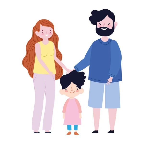 Familia madre padre e hijo juntos miembro personaje de dibujos animados — Archivo Imágenes Vectoriales