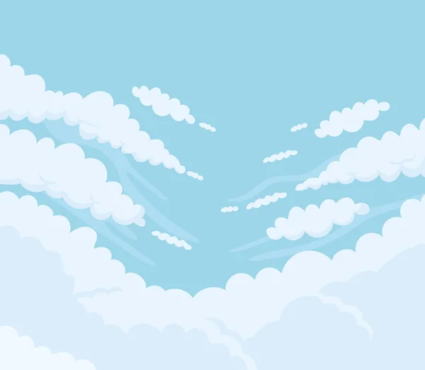 Céu cartoon nuvens em azul panorama fundo —  Vetores de Stock