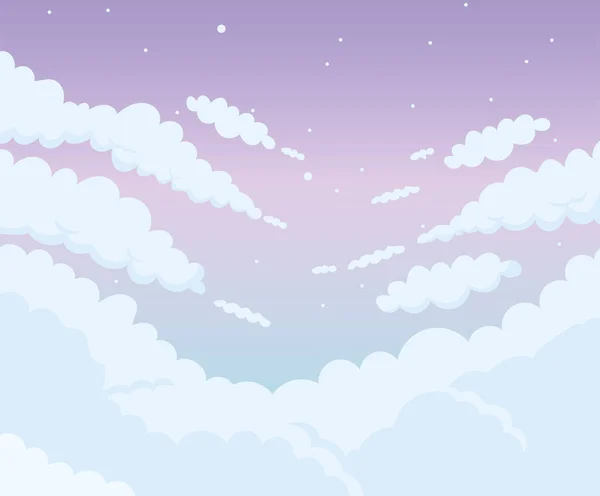 Noche cielo nubes fondo diseño dibujos animados — Archivo Imágenes Vectoriales