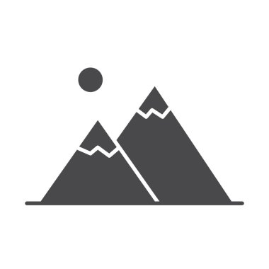 manzara dağları güneş doğası siluet simge tasarımı