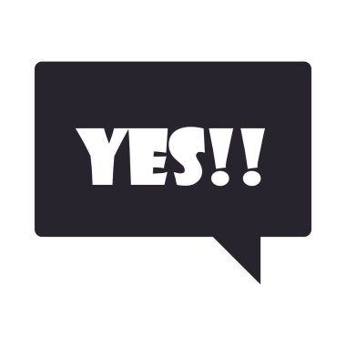 argo baloncukları beyaz arkaplan, siluet simge biçimi üzerinde evet mesajı iletir