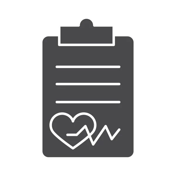 剪贴板报告健康的心跳轮廓图标设计 — 图库矢量图片