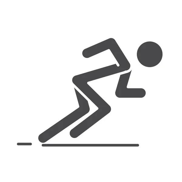 Löpare i redo hållning för att sprint hastighet sport ras siluett ikon design — Stock vektor