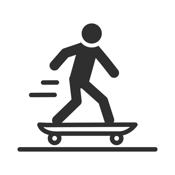 Экстремальный спорт человек скейтборд оборудование активный образ жизни силуэт икона дизайна — стоковый вектор