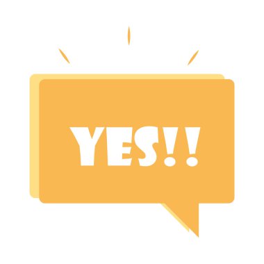 argo baloncukları beyaz arkaplan üzerinde evet mesajı, düz simge tasarımı