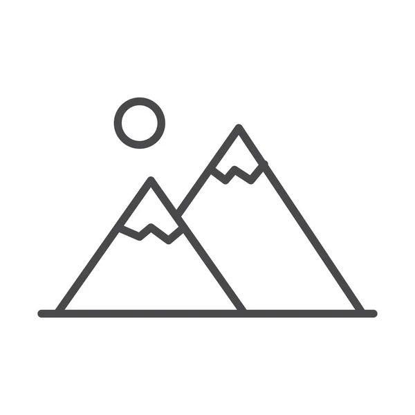 Landschap bergen zon natuur lijn pictogram ontwerp — Stockvector